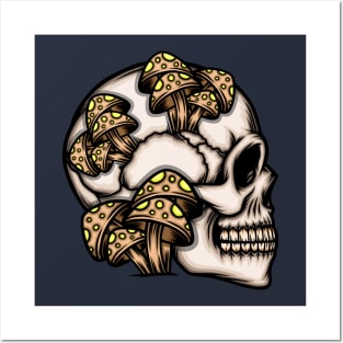 Mushroom skull head Posters and Art